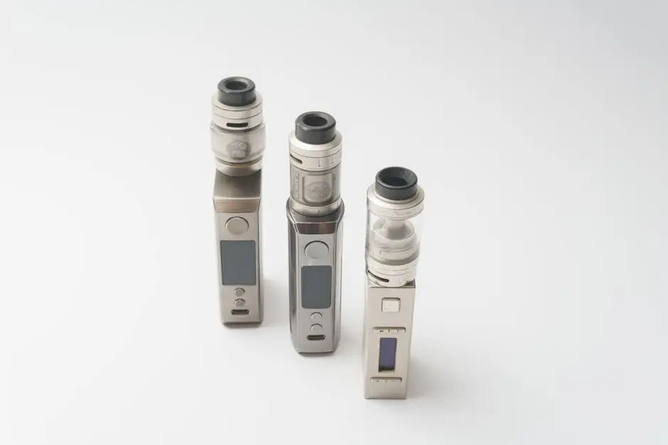 Three sleek vape devices displayed on a clean white background, showcasing advanced technology and design.