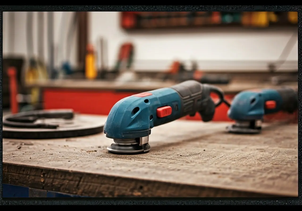 A clean workshop featuring dust-free oscillating tools in use. 35mm stock photo