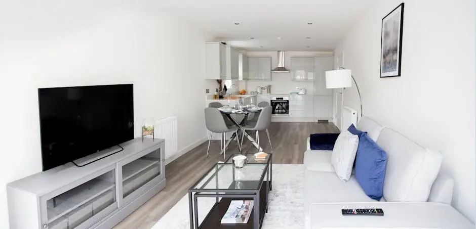 Bright and spacious modern apartment with stylish interior design and contemporary furniture.