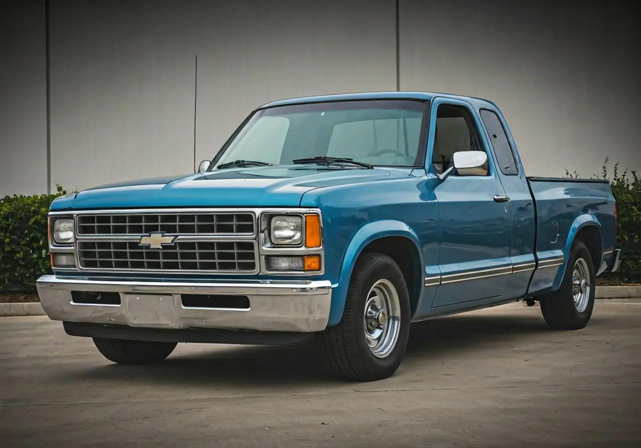 A shiny, freshly detailed truck in a clean parking area. 35mm stock photo