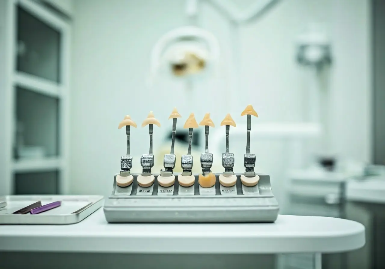 A bright dental clinic showcasing composite filling materials. 35mm stock photo