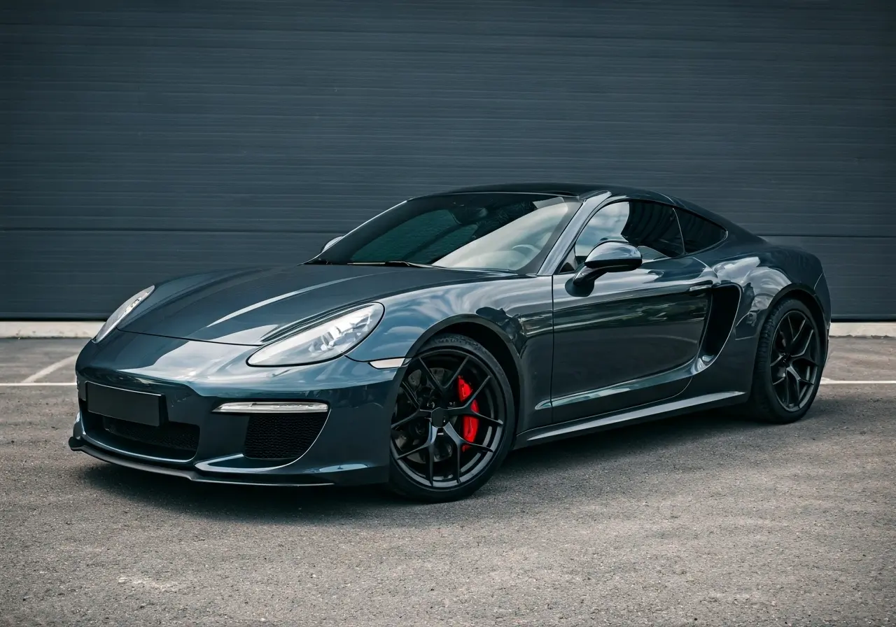 A sleek car with a glossy ceramic-coated finish. 35mm stock photo