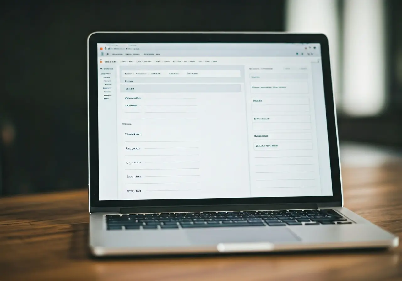 A colorful website interface displayed on a laptop screen. 35mm stock photo