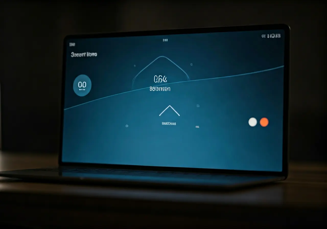 A modern smart home interface displaying seamless automation control. 35mm stock photo