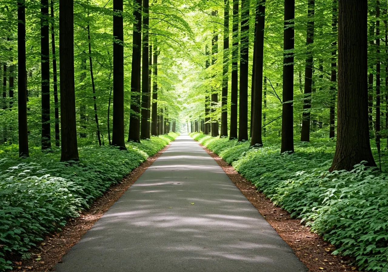 A serene nature path symbolizing a journey to recovery. 35mm stock photo