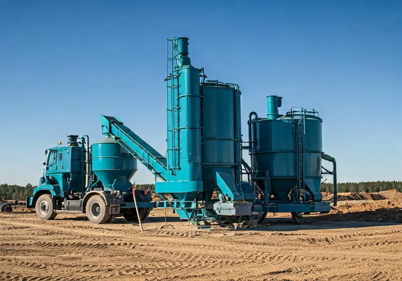 Construction site with advanced dust collection equipment operating efficiently. 35mm stock photo