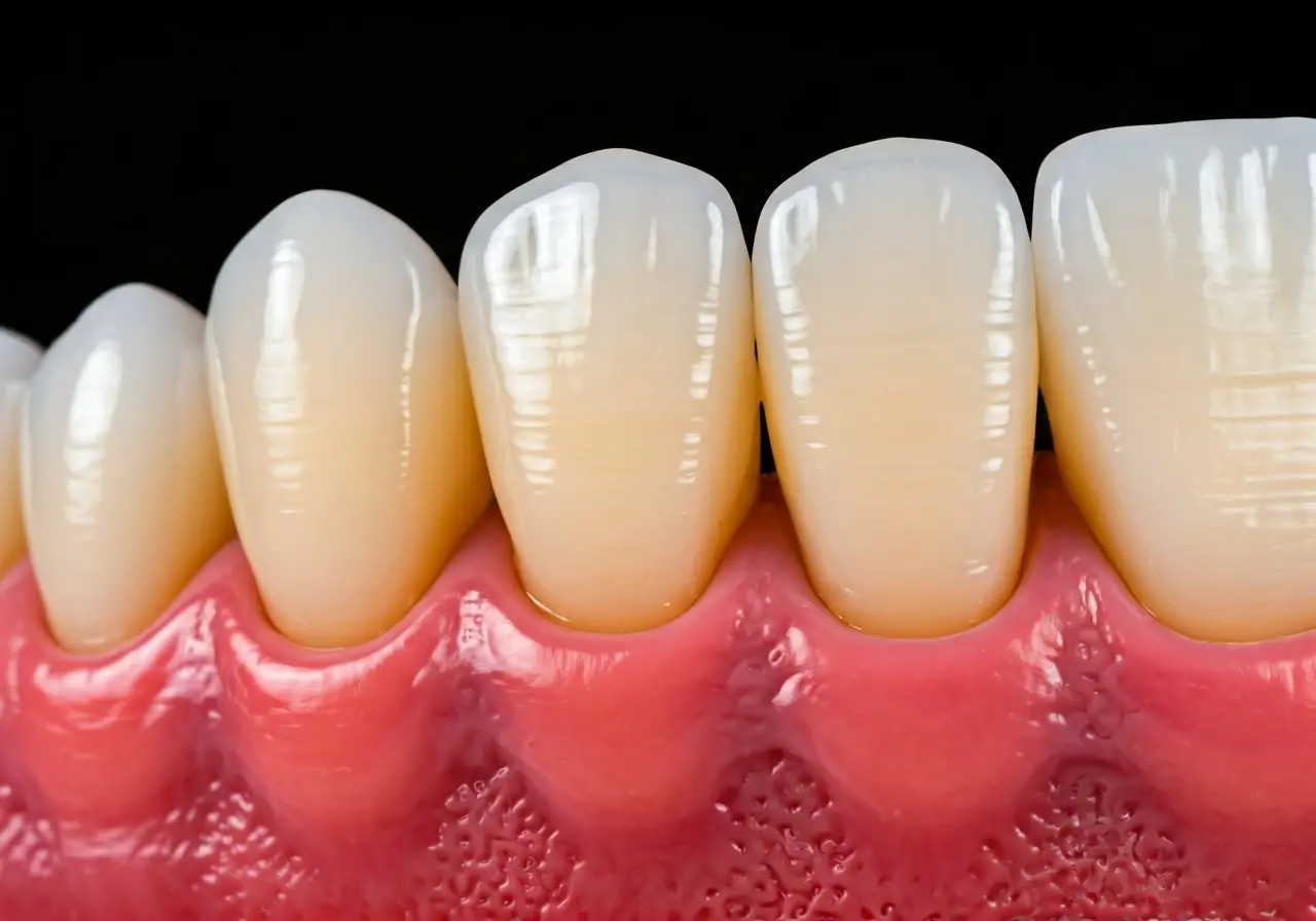 A close-up of a dental composite filling in a tooth. 35mm stock photo