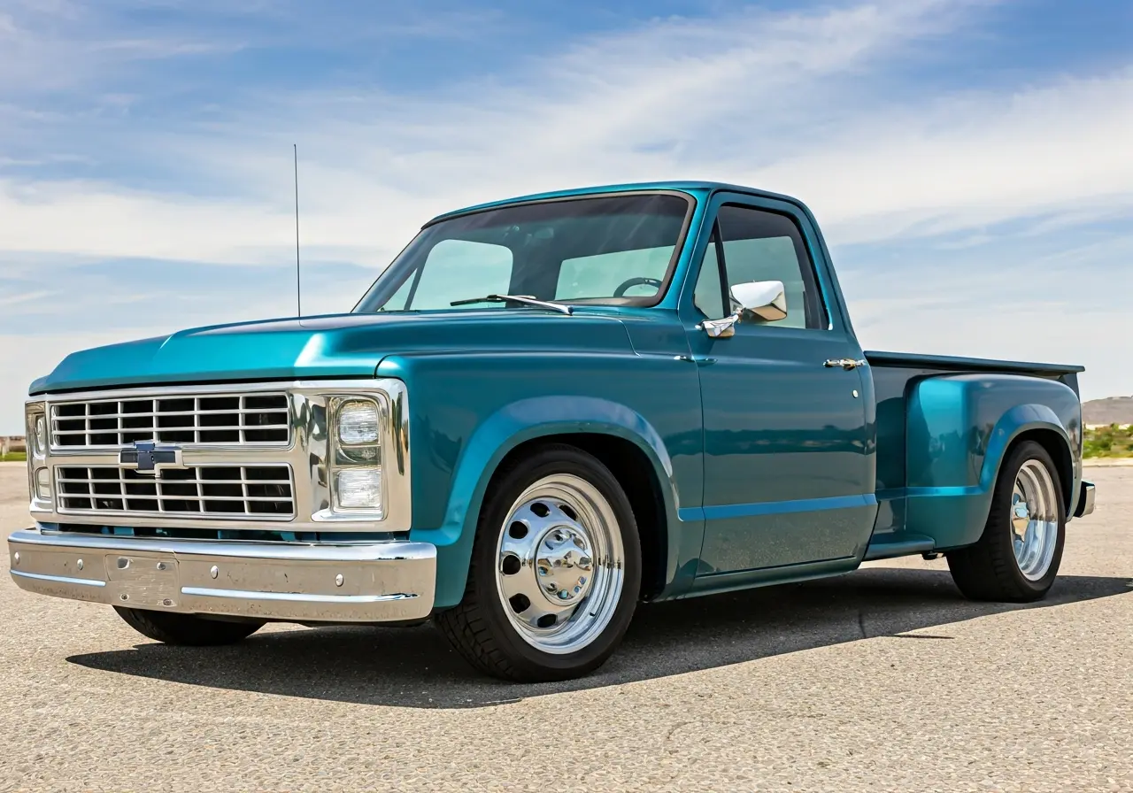 A shiny truck with a pristine ceramic-coated exterior. 35mm stock photo