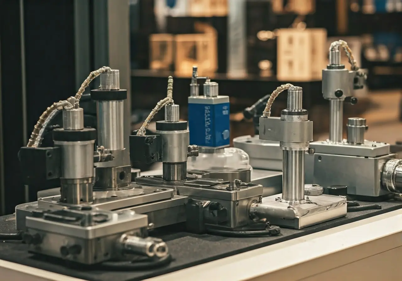 A collection of modern vacuum cutting tools on display. 35mm stock photo