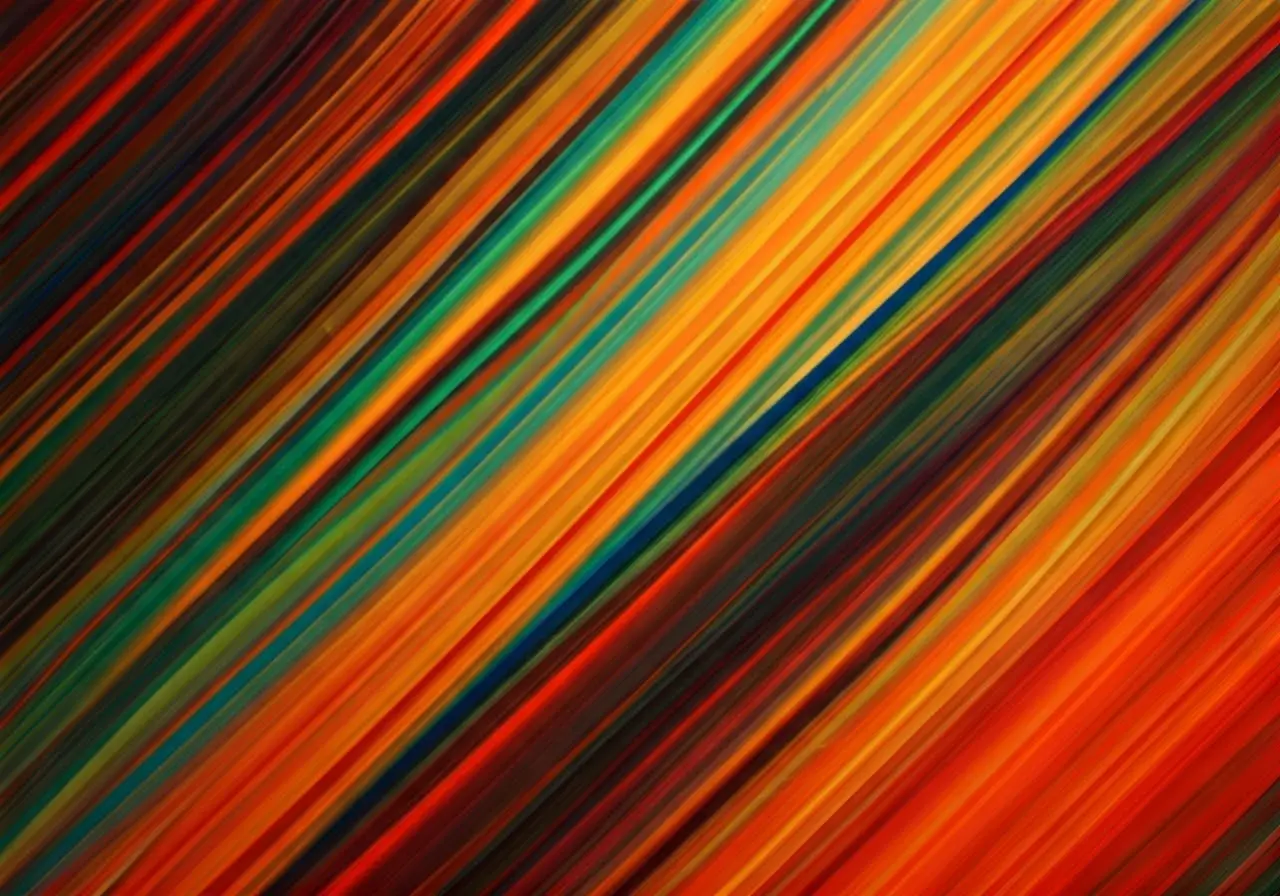 A vibrant abstract painting with bold colors and dynamic shapes. 35mm stock photo