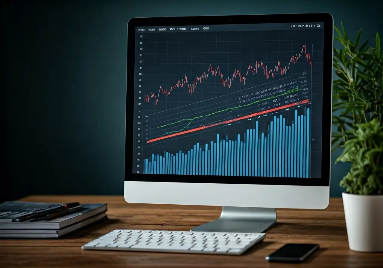 A computer screen displaying a digital media buying graph. 35mm stock photo