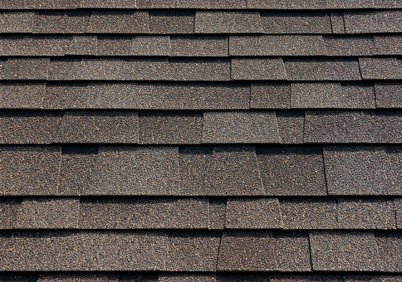 A close-up of well-maintained shingles on a sunny roof. 35mm stock photo