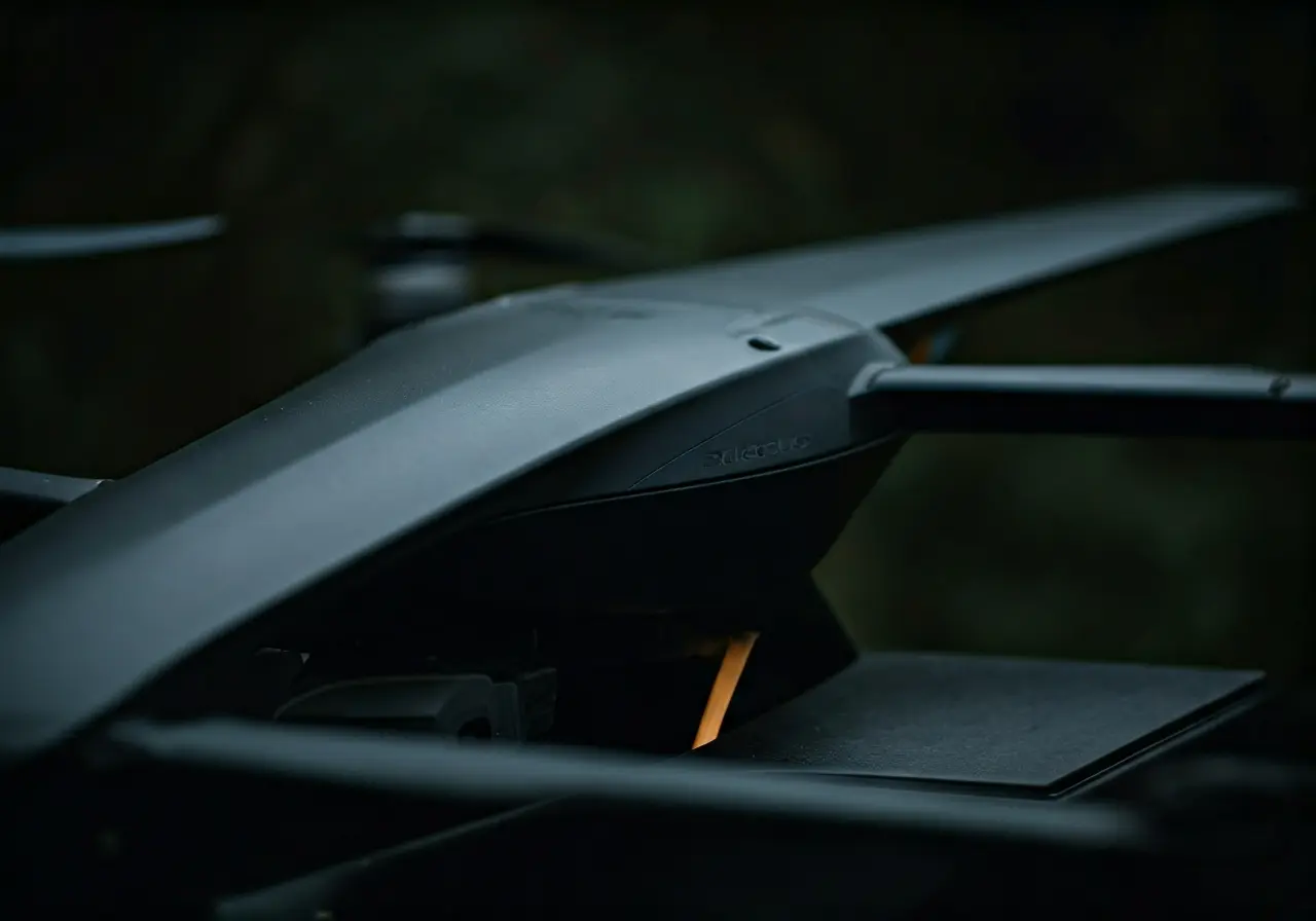 DJI Agras T40 drone being filled through its top lid. 35mm stock photo