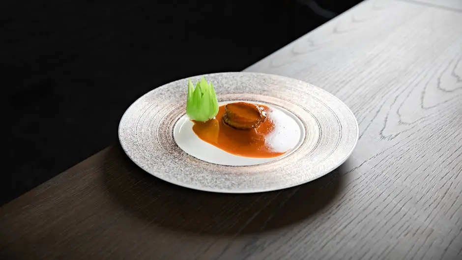 Gourmet dish plated with artistic flair, showcasing elegance and sophistication.