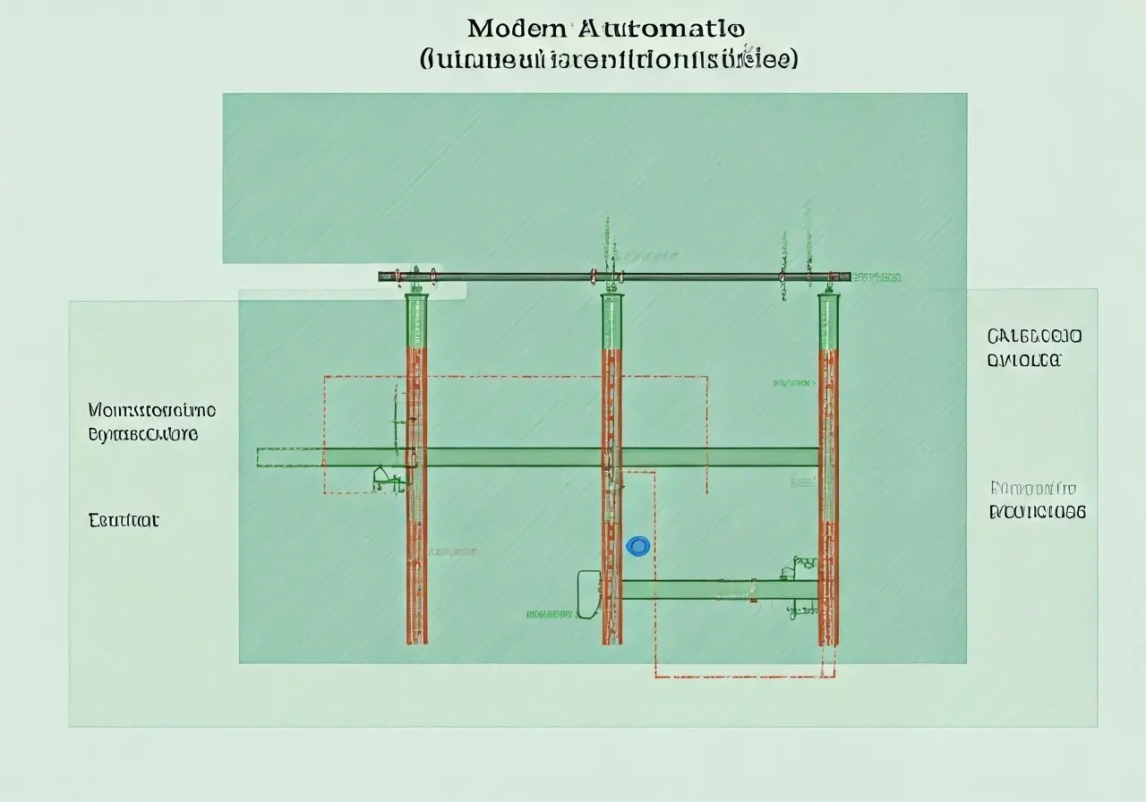 A detailed diagram of a modern automated irrigation system. 35mm stock photo