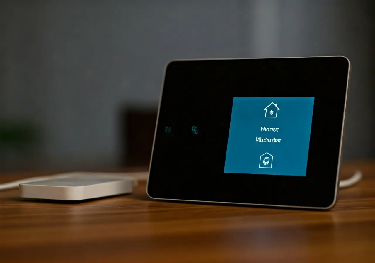 Smart home hub controlling various connected home automation devices. 35mm stock photo