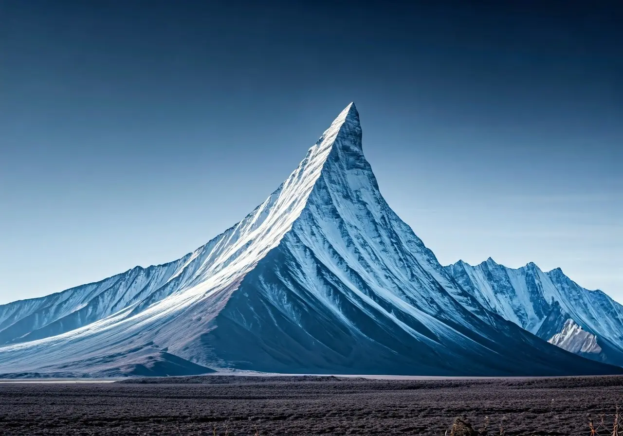 A serene mountain peak symbolizing the pinnacle of success. 35mm stock photo