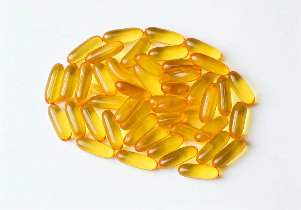 A brain shape made of fish oil capsules. 35mm stock photo