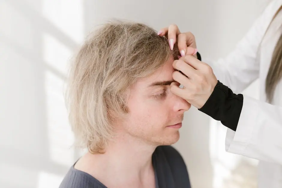 Close-up of a man enjoying acupuncture therapy for holistic health and wellness.