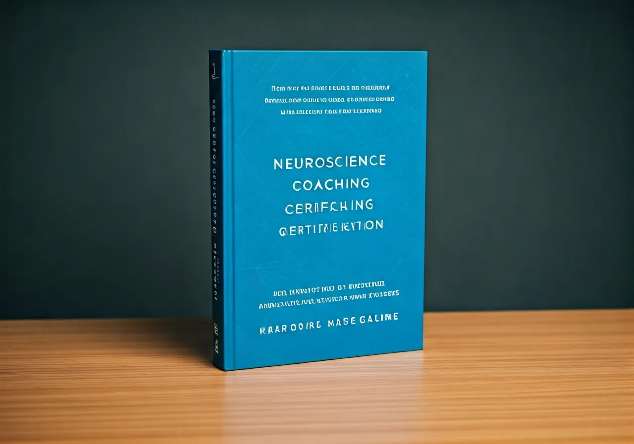 Image of a book titled Neuroscience Coaching Certification on a desk. 35mm stock photo