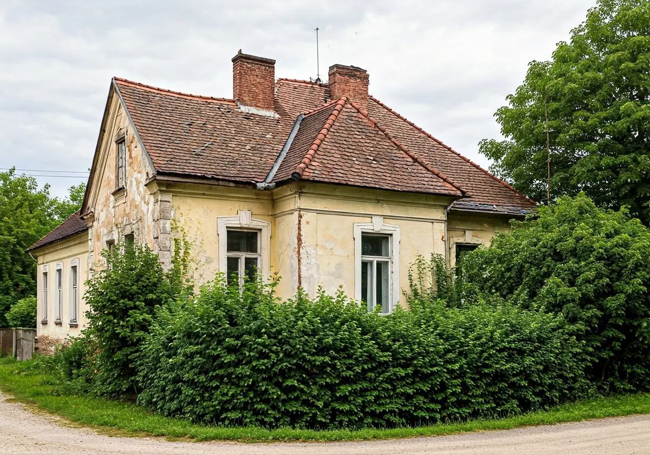 A charming old house in need of renovation work. 35mm stock photo