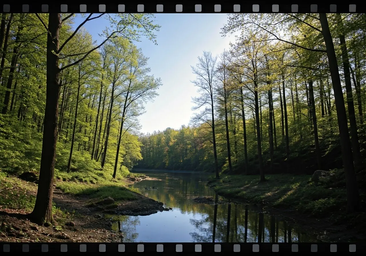 A serene nature scene symbolizing calm and healing. 35mm stock photo