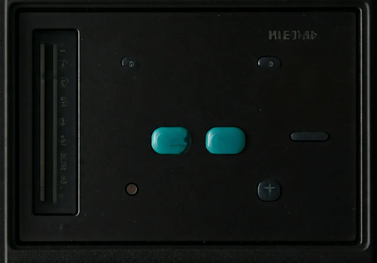 A close-up of a keypad on a commercial alarm system. 35mm stock photo