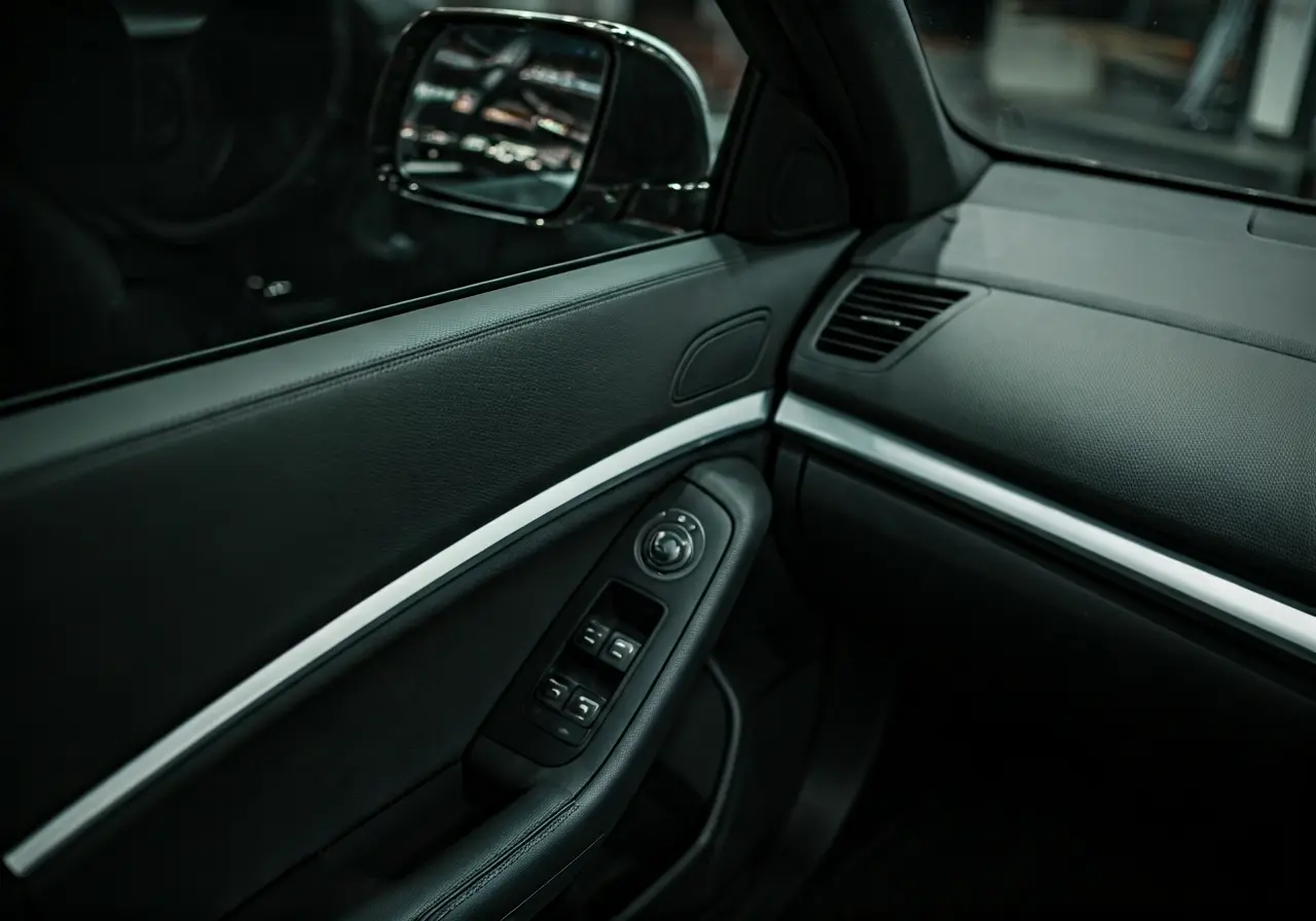 A gleaming car interior after professional auto detailing. 35mm stock photo