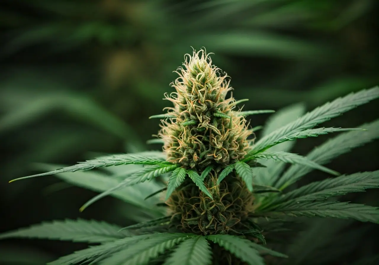 Close-up of lush cannabis plants under efficient drip irrigation. 35mm stock photo