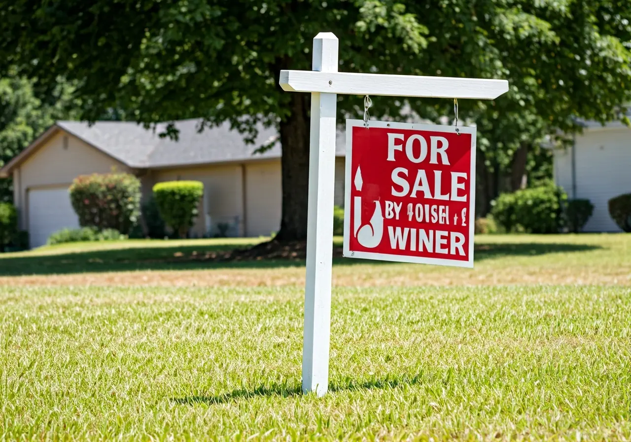 An open For Sale By Owner sign in a yard. 35mm stock photo