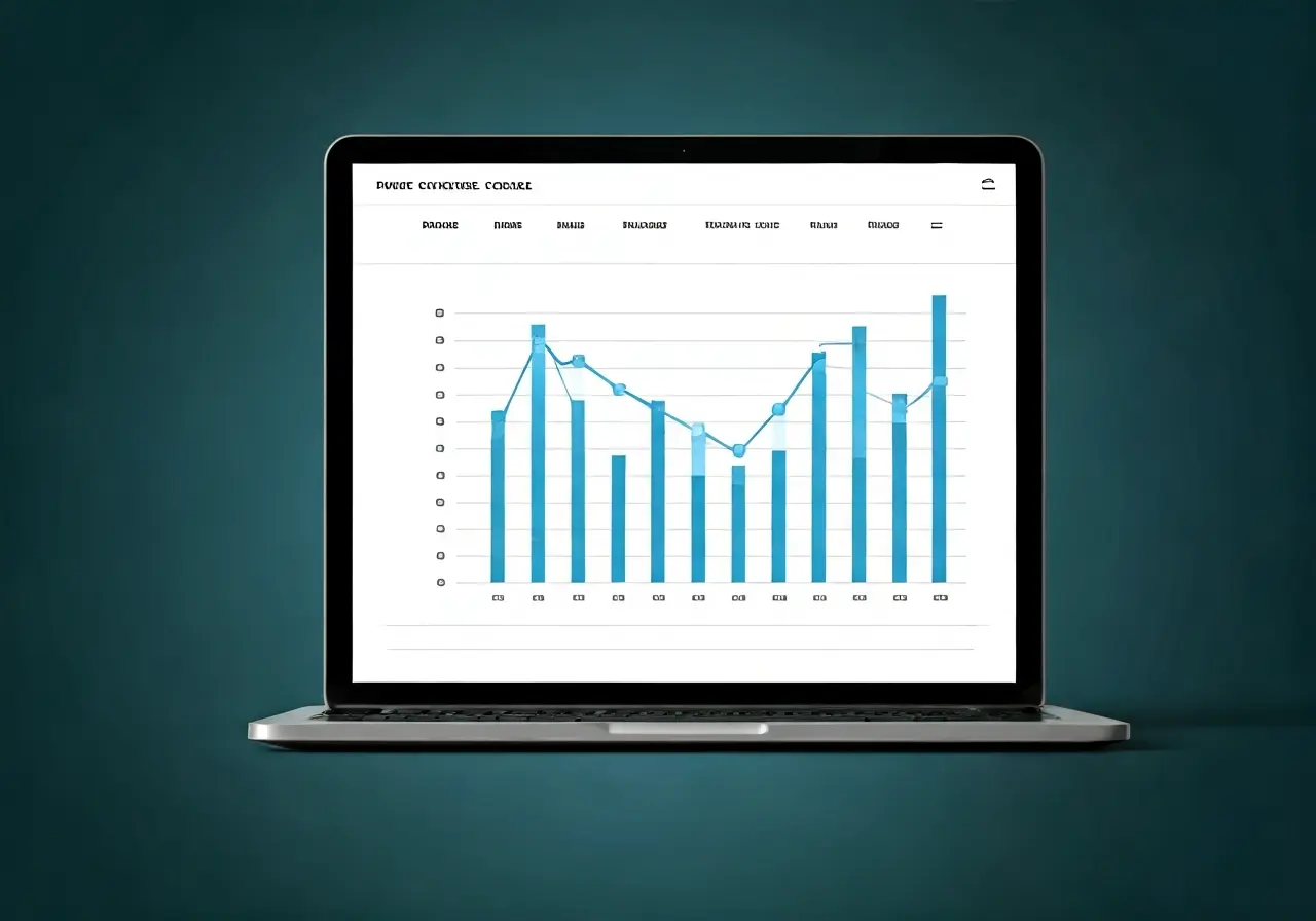 A modern website displaying interactive graphs and charts. 35mm stock photo