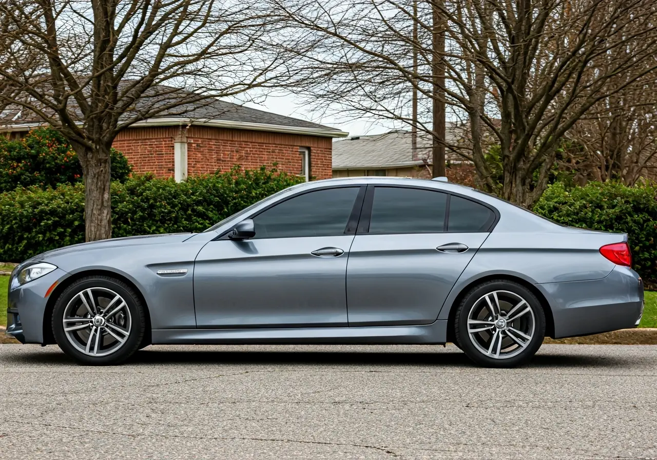A sleek car with tinted windows in Greensboro, NC. 35mm stock photo
