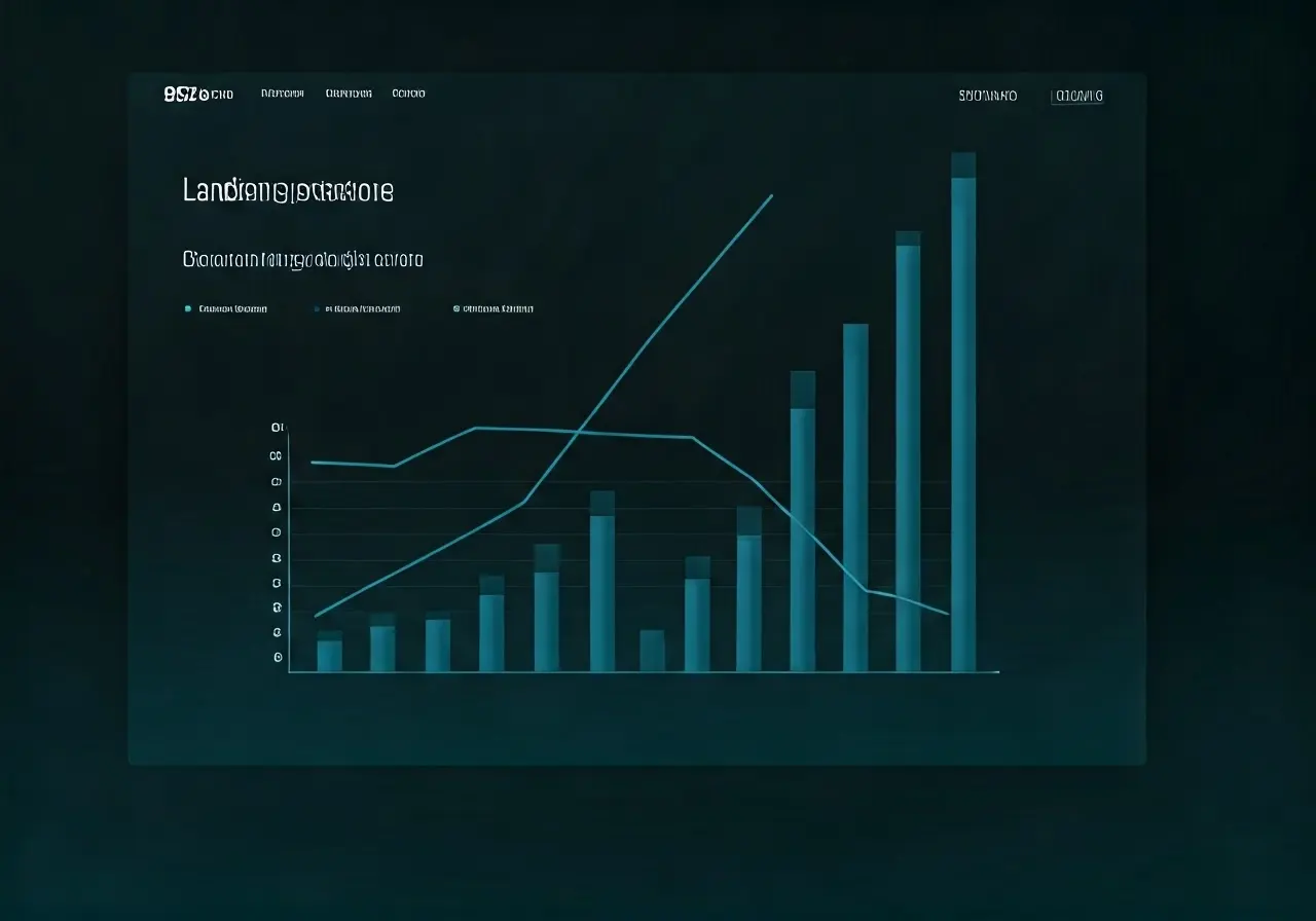 A clean, modern landing page design with conversion graphs. 35mm stock photo