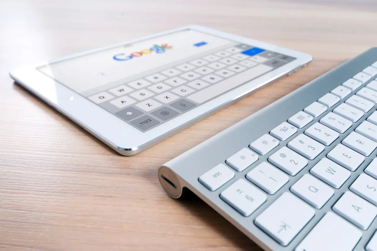A modern tablet displaying a search engine logo, brand enhancement