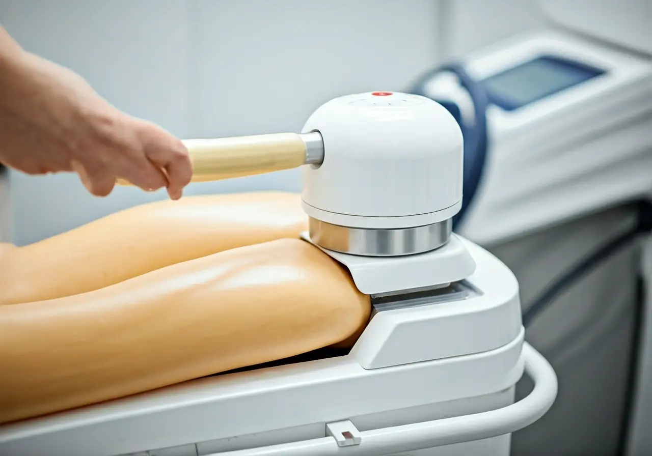 Close-up of a modern non-invasive fat reduction machine. 35mm stock photo