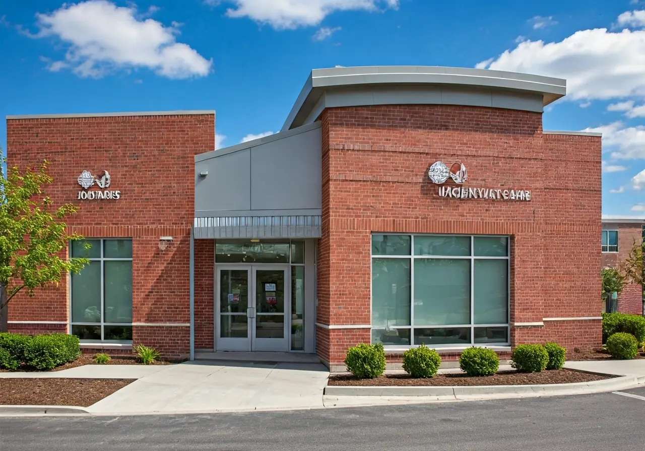 A modern urgent care clinic with a welcoming entrance. 35mm stock photo