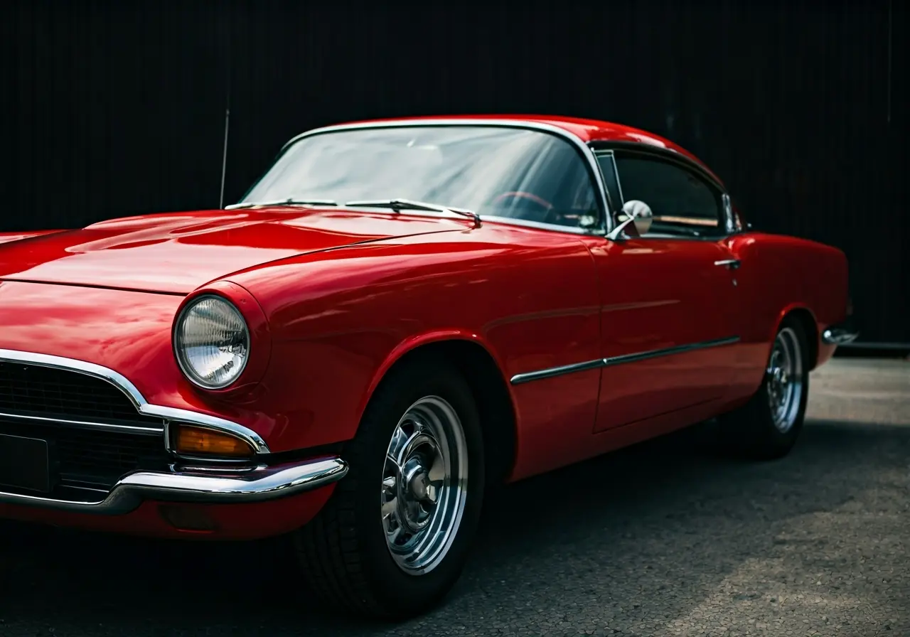 Close-up of a car&rsquo;s glossy surface under bright light. 35mm stock photo
