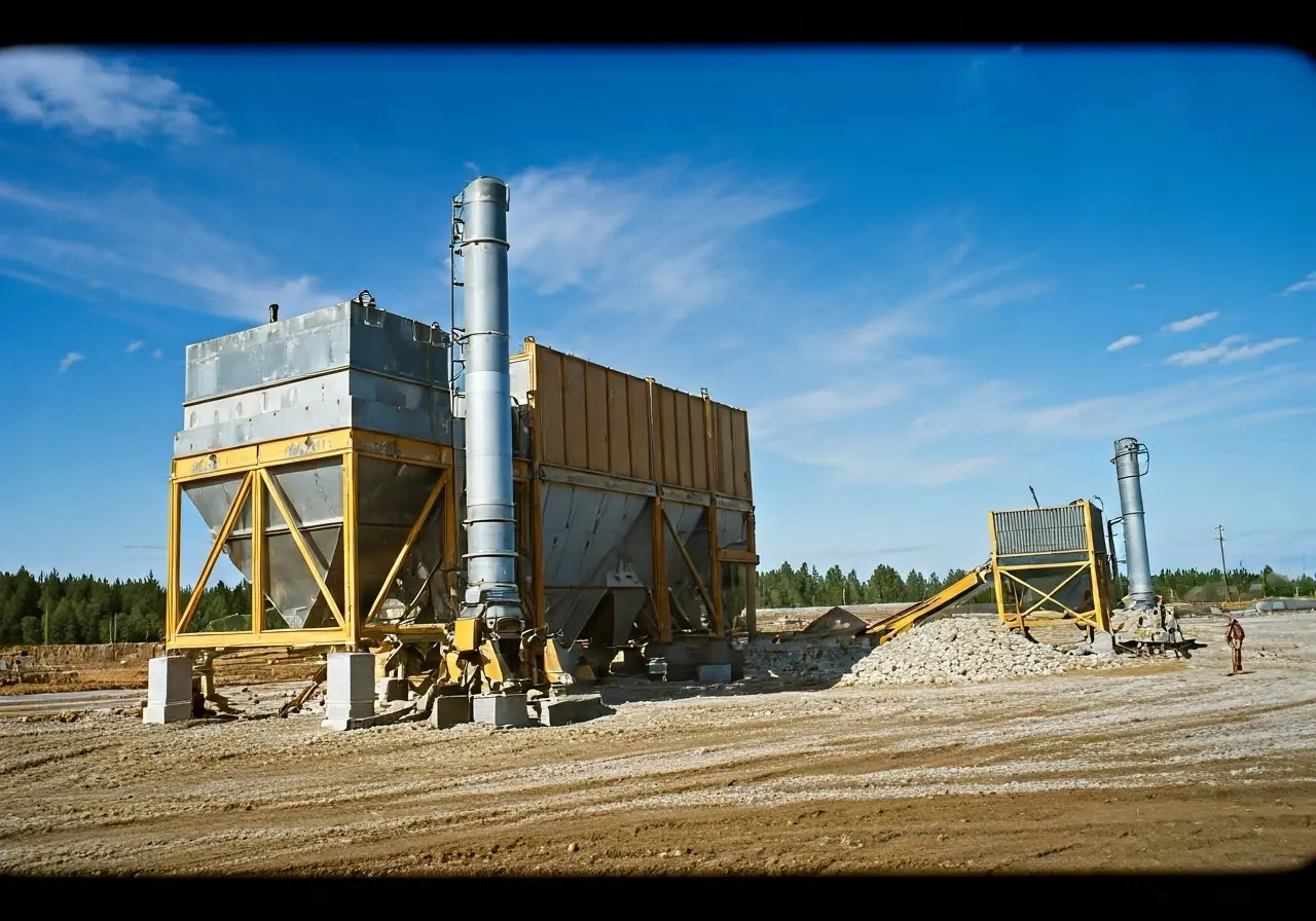 A construction site with dust collection equipment in operation. 35mm stock photo
