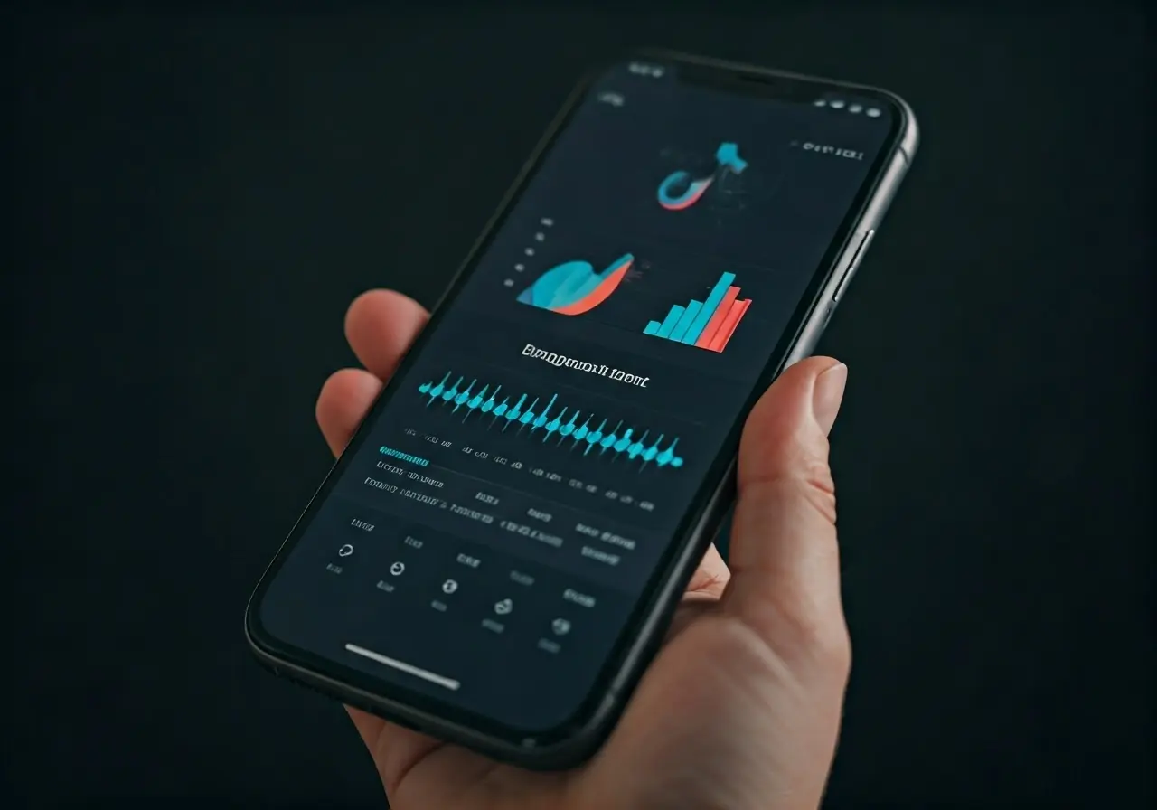 A smartphone displaying the TikTok app with engagement statistics. 35mm stock photo