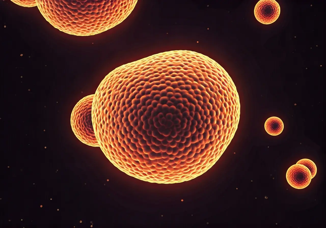 A vibrant close-up of microscopic human cells in motion. 35mm stock photo