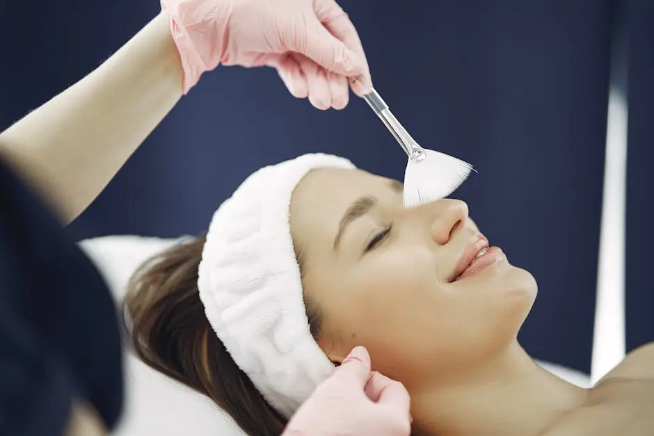 Woman enjoying a relaxing facial treatment at a spa, highlighting skincare and relaxation.