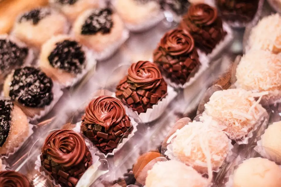 Close-up of assorted Brazilian brigadeiros and truffles with various toppings.