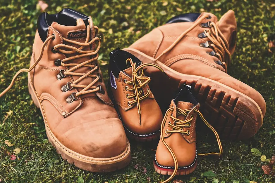 Brown leather shoes with laces and stylish design on grass, suitable for fashion concept.